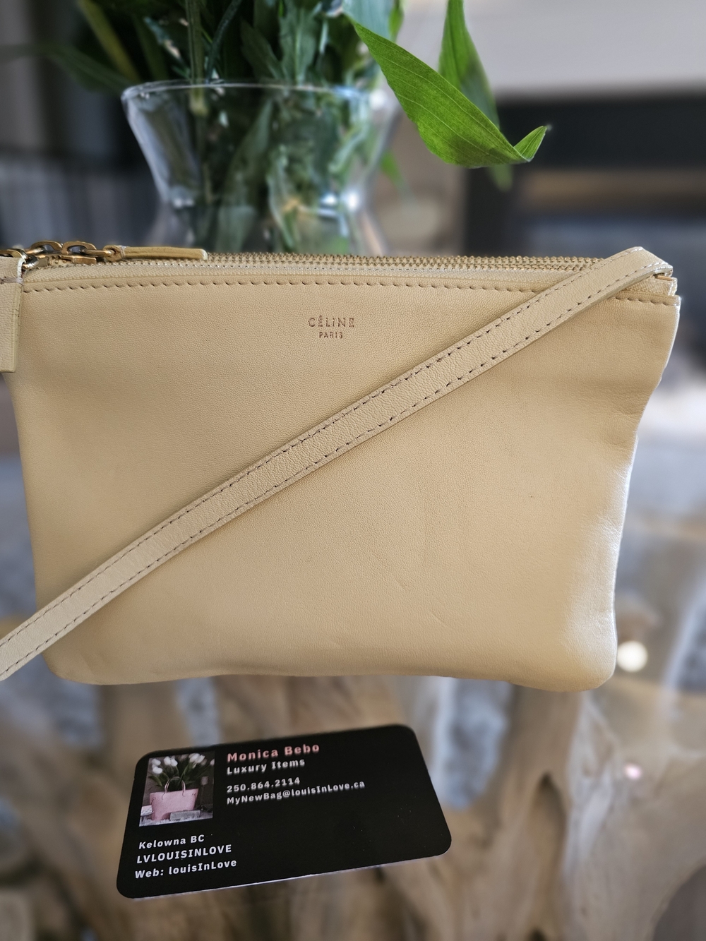 Celine Beige Leather Crossbody Bag - Picture 3 of 16